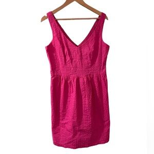 Tori Richard v neck pink‎ lined textured mini dress with zipper back and pockets
